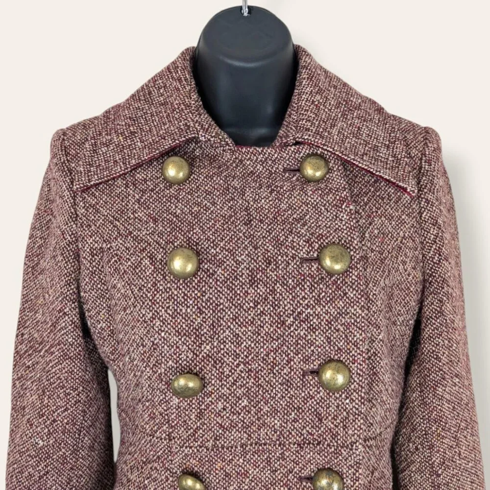 Guess Red Tweed Military-Style Jacket - Picture 5 of 13